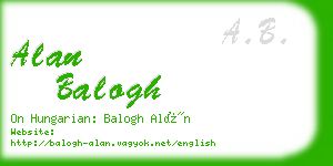 alan balogh business card